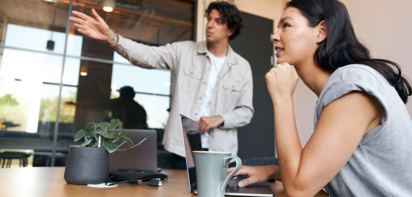 discussion between startup employees