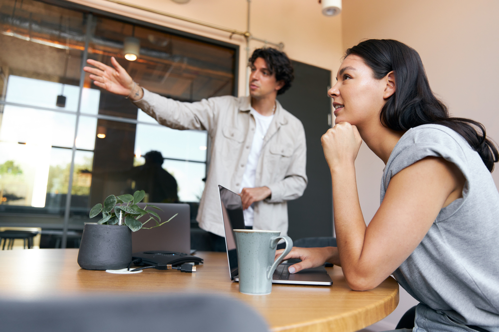 discussion between startup employees