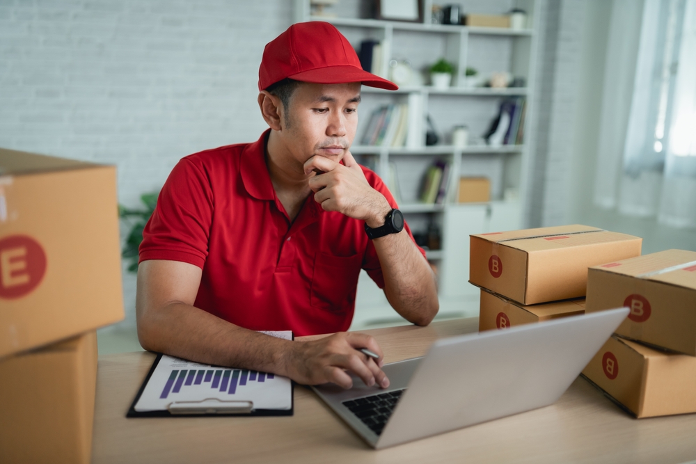 Courier service delivery person